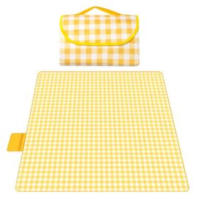 Waterproof Picnic Blanket - 2 M X 2 M, Thickened Aluminum Mold Moisture Resistant, Portable Outdoor Camping Mat, Tote Style Design, Suitable For (Color: Yellow)