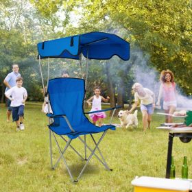 Camping Chair With Sunshade, Foldable Portable Rain Shelter Chair, Supports 330LBS, Banned On Walmart Platform (Color: Blue)