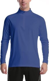 Mens Zip Pullover UPF 50+ Sun Protection Long Sleeve Hiking Fishing Outdoors Performance T-Shirt (Color: Blue Purple, size: small)