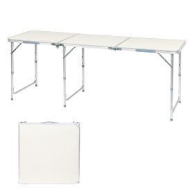 3FT/4FT/6FT Durable Plastic Folding Table w/Handles & Lock - Portable Indoor/Outdoor Picnic Dining Table for Camping, Parties, White (size: 6FT)
