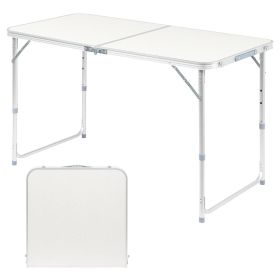 3FT/4FT/6FT Durable Plastic Folding Table w/Handles & Lock - Portable Indoor/Outdoor Picnic Dining Table for Camping, Parties, White (size: 4FT)