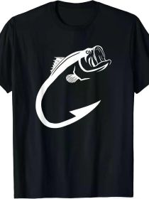 Men's Breathable Cotton Fishing T-Shirt - Comfortable, Soft Casual Short Sleeve Tee with Cool Minimalist Design for Casual Attire (Color: Black, size: XXL)