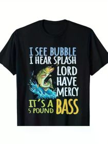 100% Cotton Black Bass Fishing Angling Sport T-Shirt - 220g, All-Season, Family T-shirt. (Color: Black, size: XL)