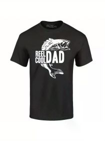 Reel Cool Dad T-shirt Fish Fishing Fishermen Camping Father'S Day Gift Tee Shirt 100% Cotton T-Shirt, Cotton T-Shirt Fitness T-shirt (Color: Black, size: XXL)
