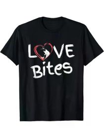Love Bites Funny Fishing Graphic T-Shirt for Men - 100% Cotton, 180G, Short-Sleeve, Round Neck (Color: Black, size: L)
