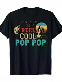 1 Fishing Lovers T-Shirt - 100% cotton crewneck, geometric pattern, short sleeves, knitted fabric, medium stretch (Color: Black, size: XL)